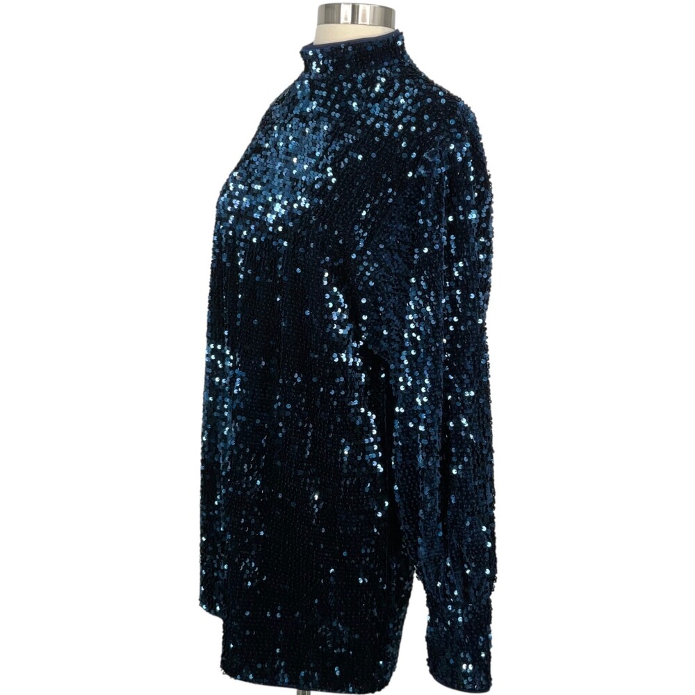 Camila Coehlo Jezabel Mini Dress Midnight Blue Womens Small Sequins Long Sleeve - Picture 5 of 14